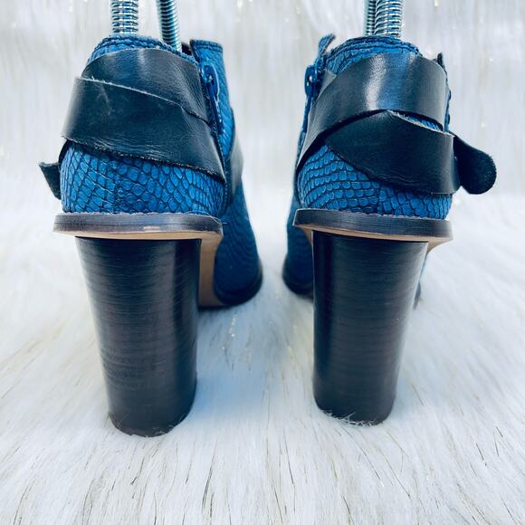 Sixty Seven Lillian Shootie Heeled Booties Boots Open Toe Leather Blue Sz 38 - Picture 6 of 10